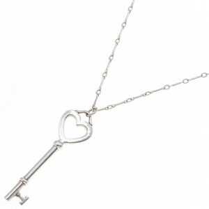 Tiffany Heart Key necklace sterling silver pendant long chain Co